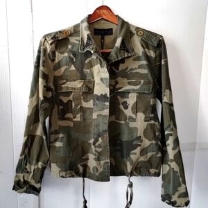 Kendall &Kylie Camo Women Jacket SZ Small Drawstring Waist Collegiate Streetwear